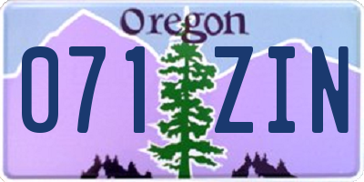 OR license plate 071ZIN