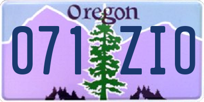 OR license plate 071ZIO