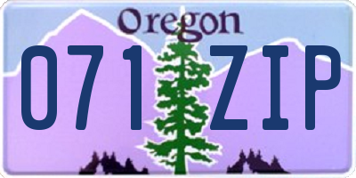OR license plate 071ZIP