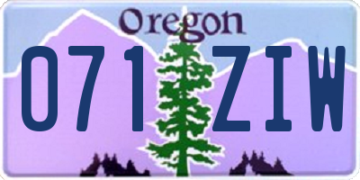 OR license plate 071ZIW