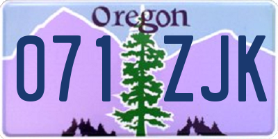 OR license plate 071ZJK