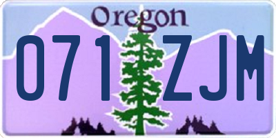 OR license plate 071ZJM