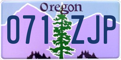OR license plate 071ZJP