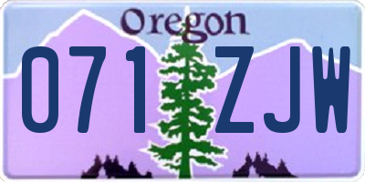 OR license plate 071ZJW