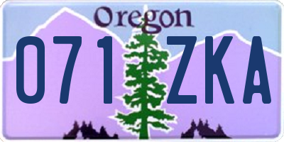 OR license plate 071ZKA