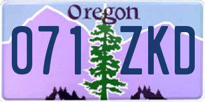 OR license plate 071ZKD