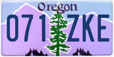 OR license plate 071ZKE