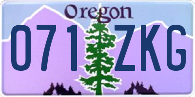 OR license plate 071ZKG