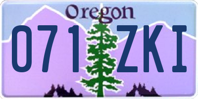 OR license plate 071ZKI