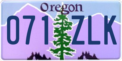 OR license plate 071ZLK