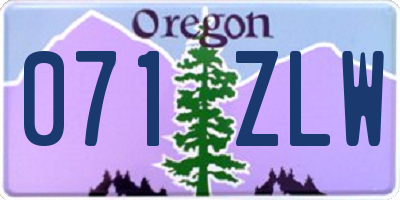 OR license plate 071ZLW