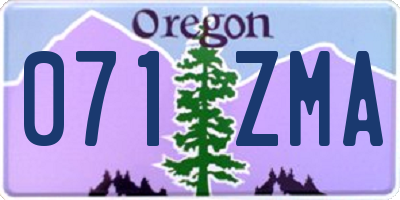 OR license plate 071ZMA
