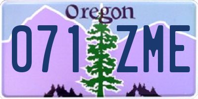 OR license plate 071ZME