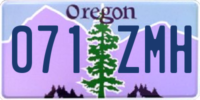 OR license plate 071ZMH