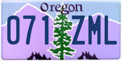 OR license plate 071ZML