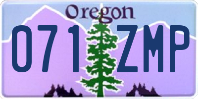 OR license plate 071ZMP
