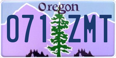 OR license plate 071ZMT