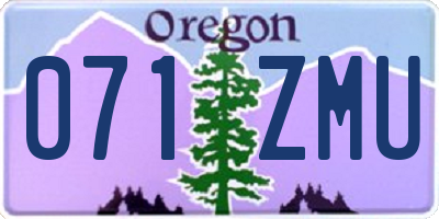 OR license plate 071ZMU