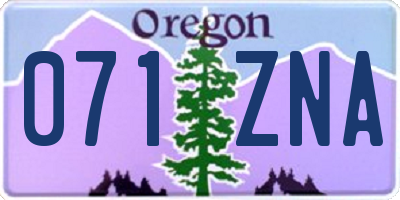 OR license plate 071ZNA
