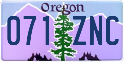 OR license plate 071ZNC
