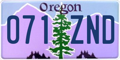 OR license plate 071ZND