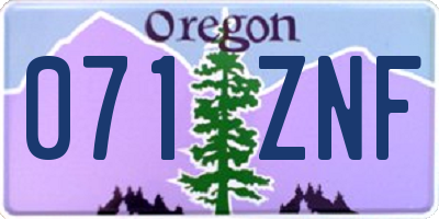 OR license plate 071ZNF
