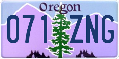 OR license plate 071ZNG