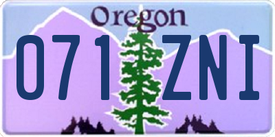 OR license plate 071ZNI