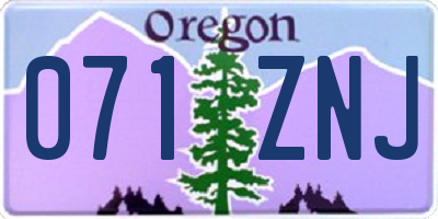 OR license plate 071ZNJ