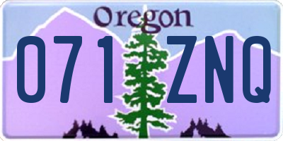 OR license plate 071ZNQ
