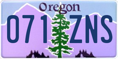 OR license plate 071ZNS