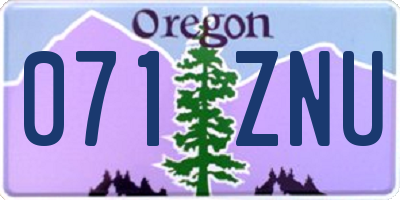 OR license plate 071ZNU