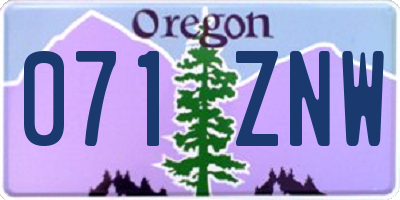 OR license plate 071ZNW