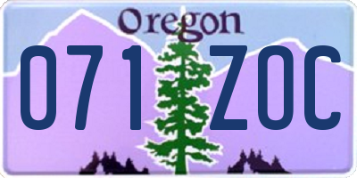 OR license plate 071ZOC