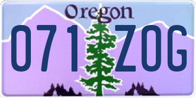 OR license plate 071ZOG