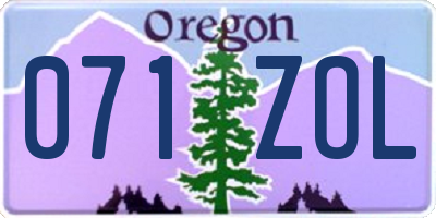 OR license plate 071ZOL