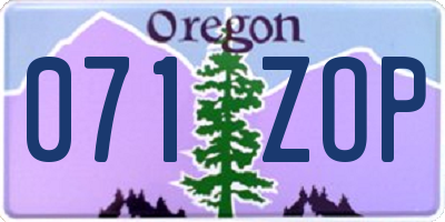 OR license plate 071ZOP