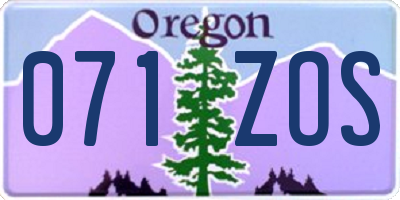 OR license plate 071ZOS
