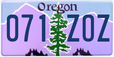 OR license plate 071ZOZ