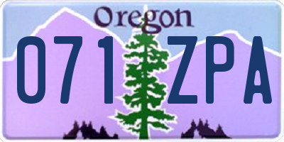 OR license plate 071ZPA