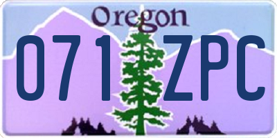 OR license plate 071ZPC