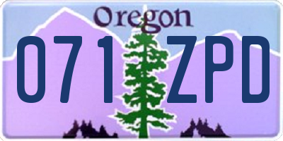 OR license plate 071ZPD