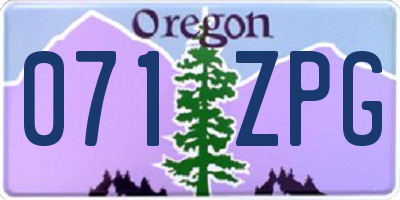 OR license plate 071ZPG