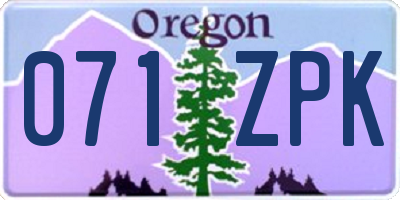OR license plate 071ZPK