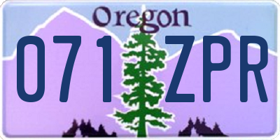 OR license plate 071ZPR