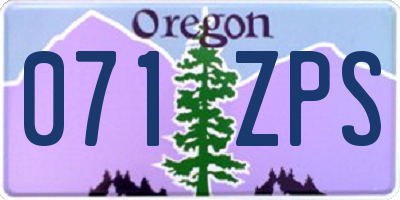 OR license plate 071ZPS