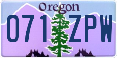 OR license plate 071ZPW