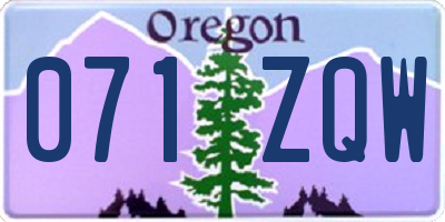 OR license plate 071ZQW