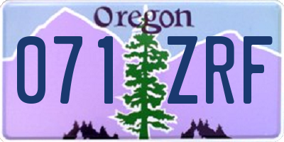 OR license plate 071ZRF