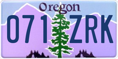 OR license plate 071ZRK